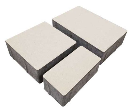 Плитка тротуарная брусчатка "Микс" Микс бежевая двухслойная белый цемент