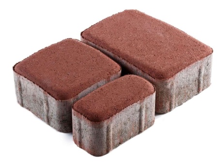 Плитка тротуарная брусчатка "Микс" Микс красная  двухслойная белый цемент